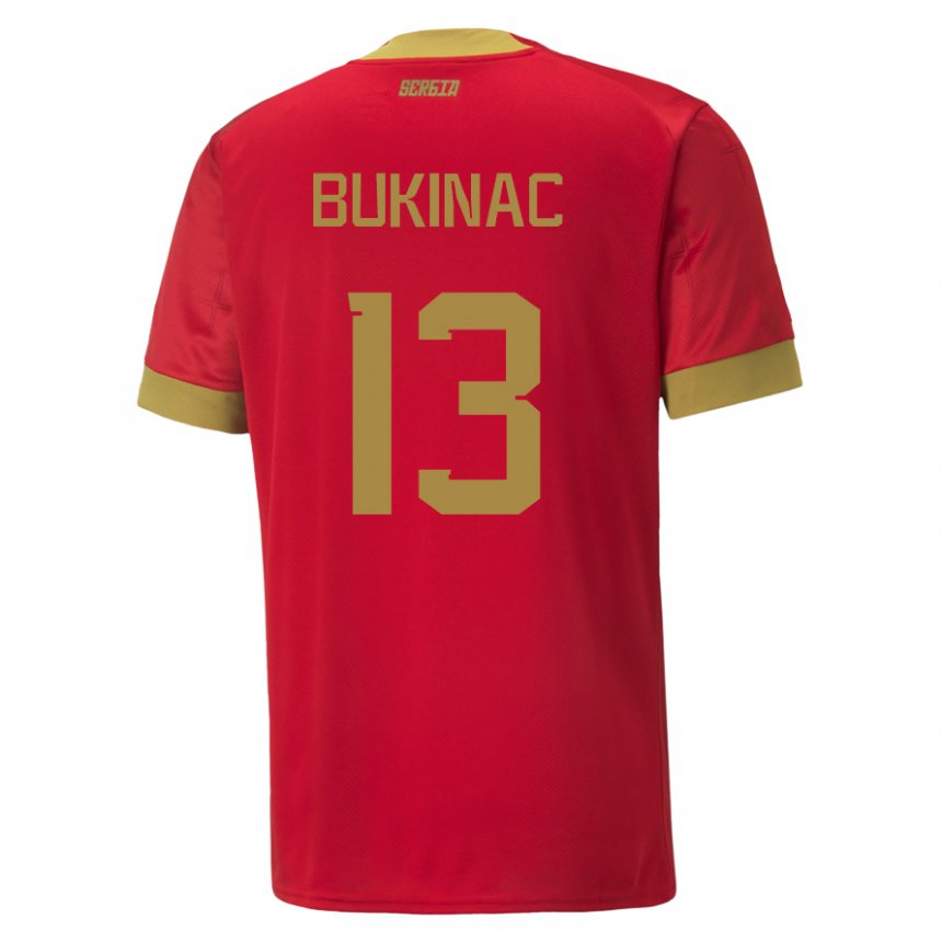Niño Camiseta Serbia Stefan Bukinac #13 Rojo 1ª Equipación 22-24 La Camisa
