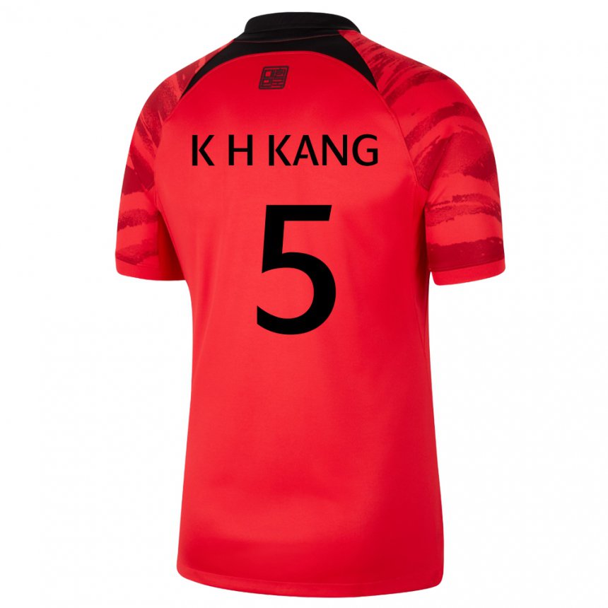 Niño Camiseta Corea Del Sur Kang Kyo Hun #5 Negro Rojo 1ª Equipación 22-24 La Camisa