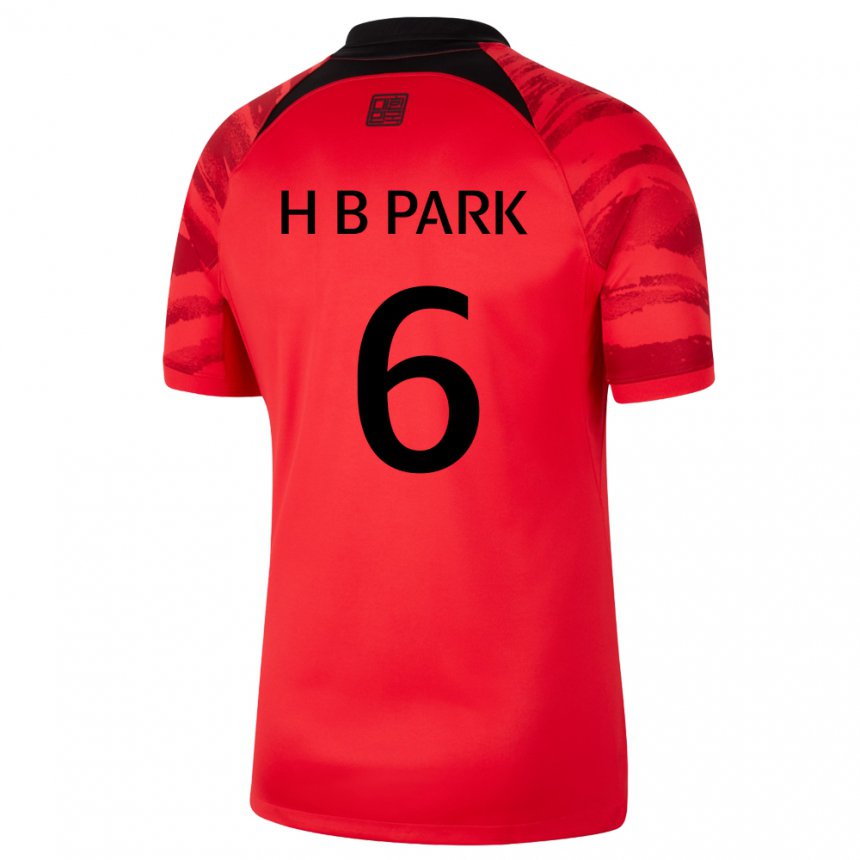 Niño Camiseta Corea Del Sur Park Hyeon Bin #6 Negro Rojo 1ª Equipación 22-24 La Camisa