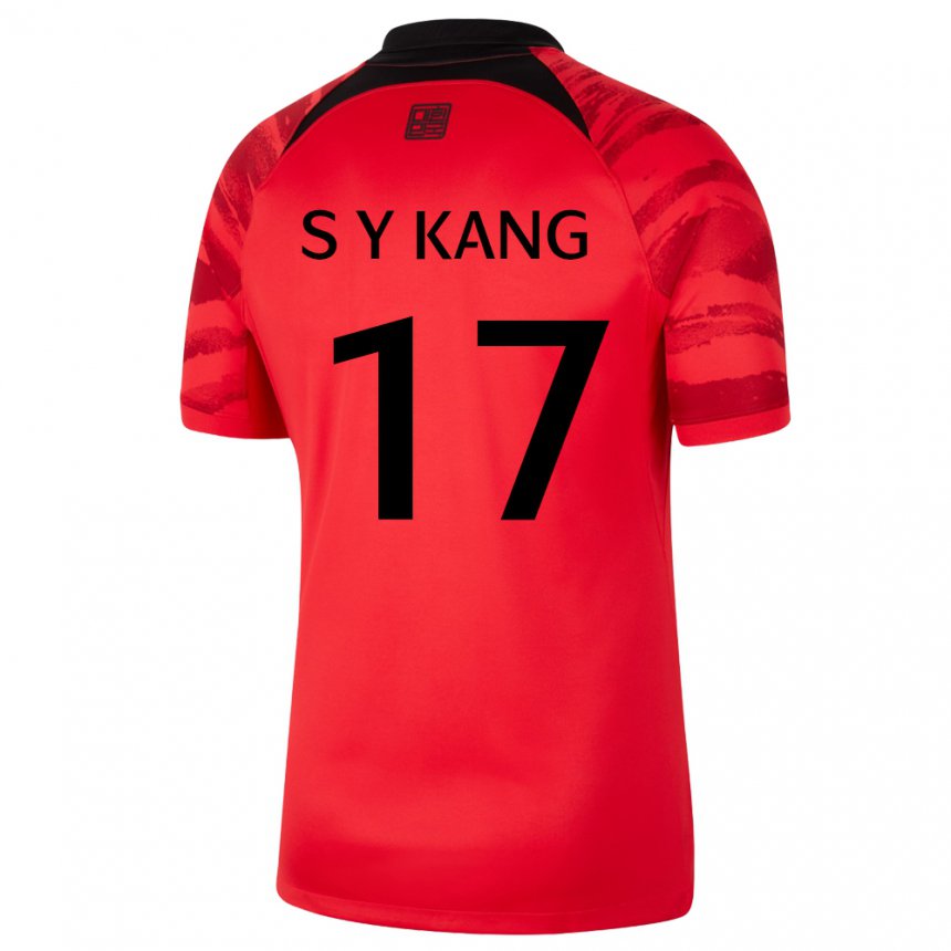 Niño Camiseta Corea Del Sur Kang Sang Yun #17 Negro Rojo 1ª Equipación 22-24 La Camisa