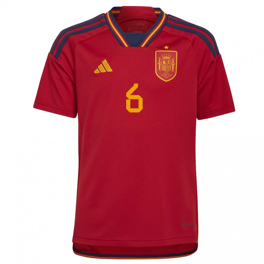 Niño Camiseta España Maitane Lopez #6 Rojo 1ª Equipación 22-24 La Camisa