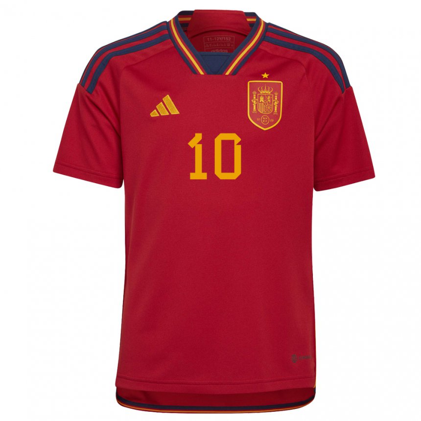 Niño Camiseta España Ismael Gharbi #10 Rojo 1ª Equipación 22-24 La Camisa