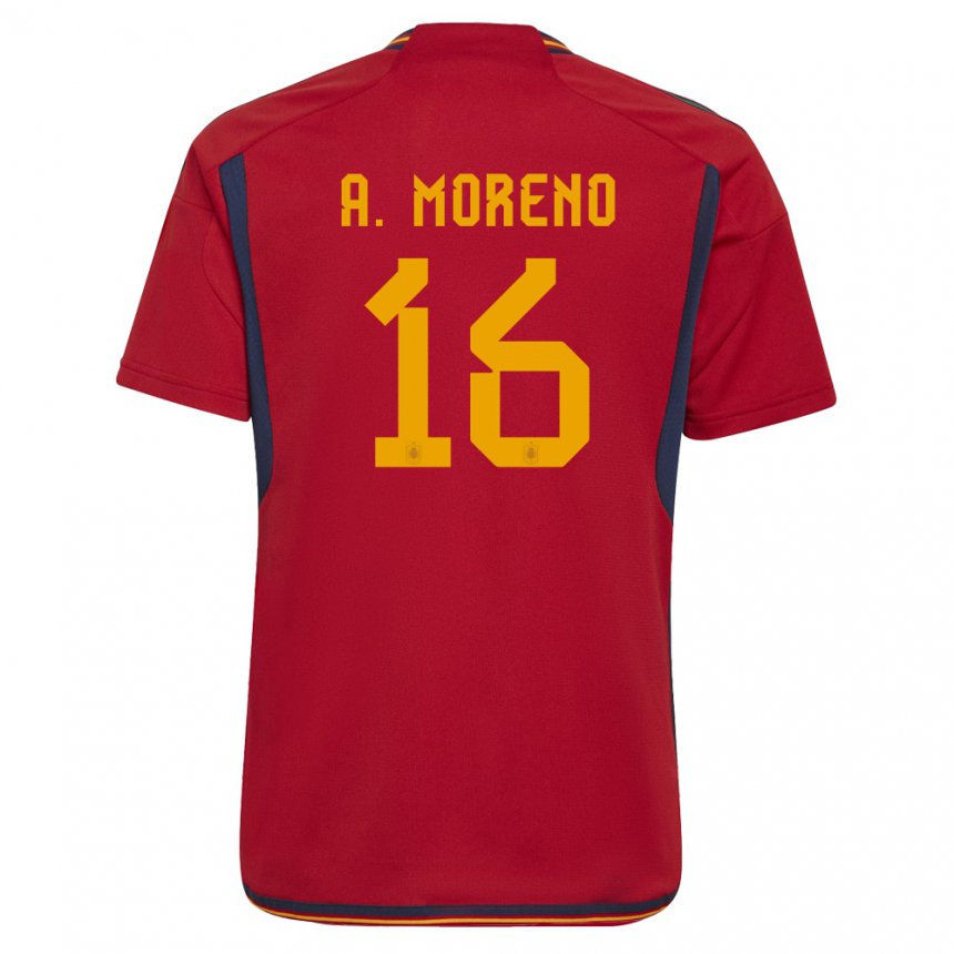 Niño Camiseta España Antonio David Moreno #16 Rojo 1ª Equipación 22-24 La Camisa