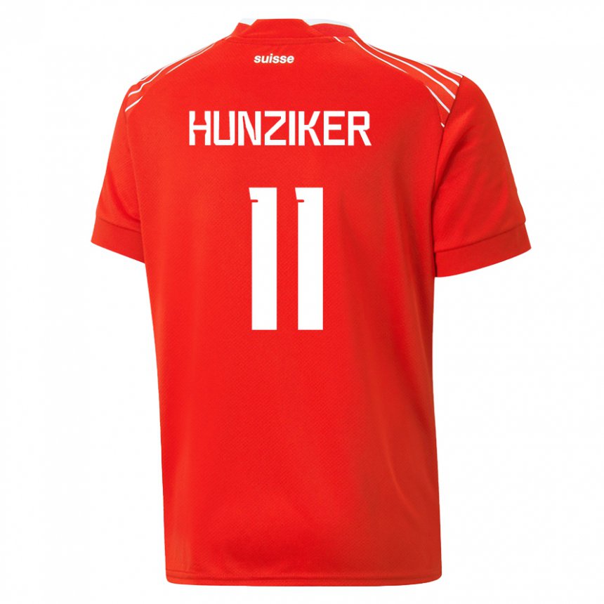 Niño Camiseta Suiza Andrin Hunziker #11 Rojo 1ª Equipación 22-24 La Camisa