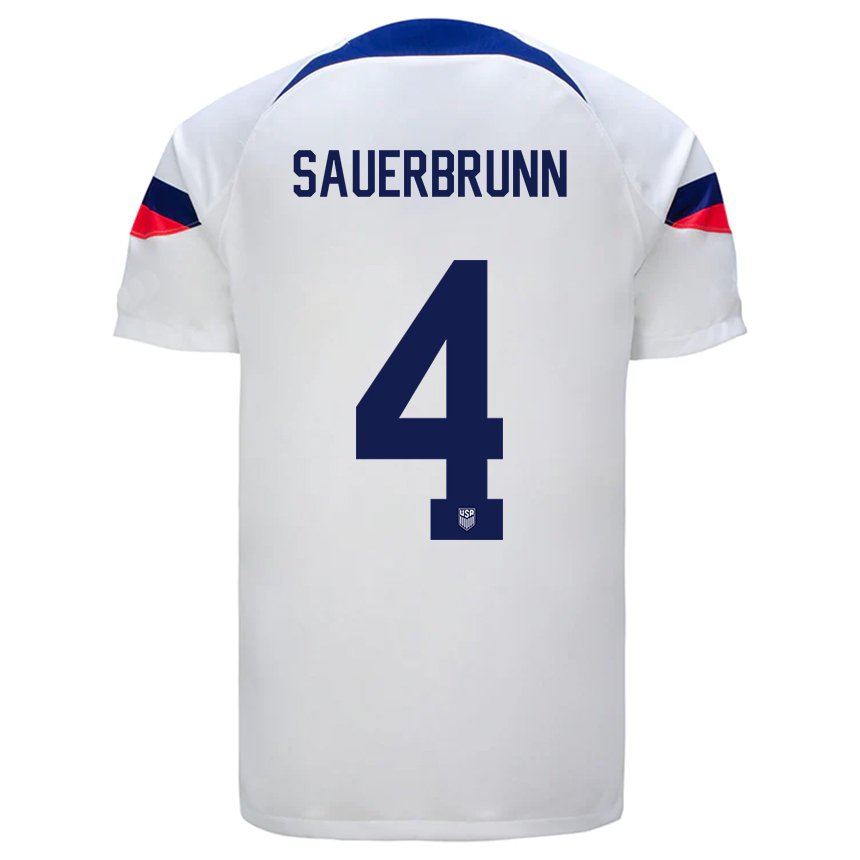 Niño Camiseta Estados Unidos Becky Sauerbrunn #4 Blanco 1ª Equipación 22-24 La Camisa