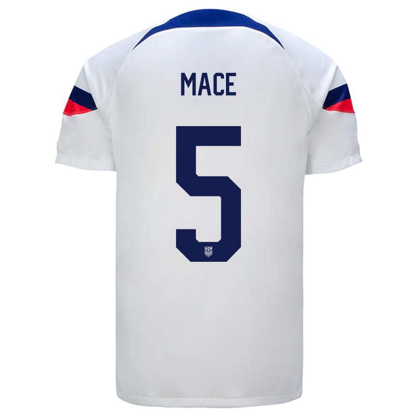 Niño Camiseta Estados Unidos Hailie Mace #5 Blanco 1ª Equipación 22-24 La Camisa