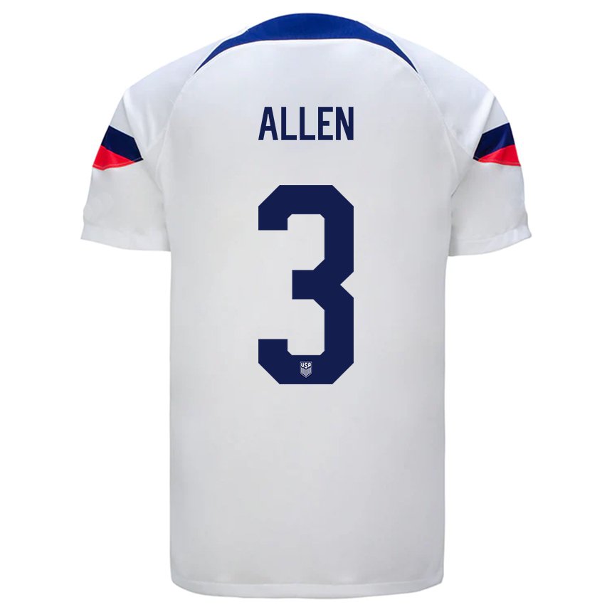 Niño Camiseta Estados Unidos Noah Allen #3 Blanco 1ª Equipación 22-24 La Camisa
