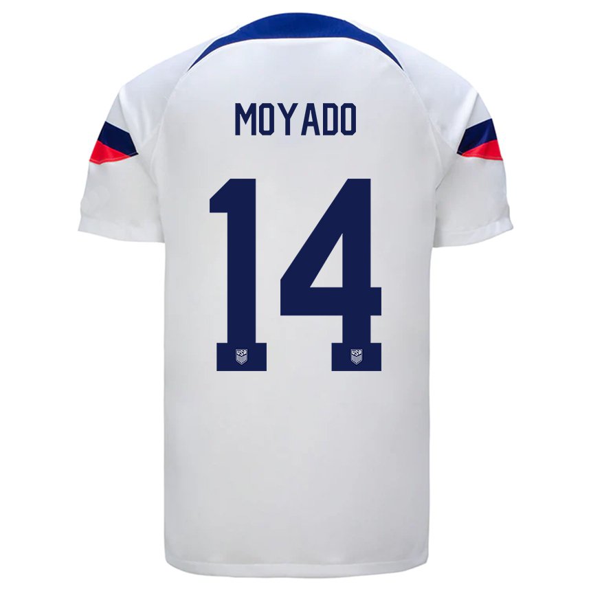 Niño Camiseta Estados Unidos Bryan Moyado #14 Blanco 1ª Equipación 22-24 La Camisa