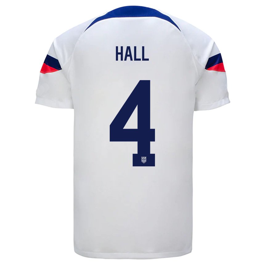 Niño Camiseta Estados Unidos Tyler Hall #4 Blanco 1ª Equipación 22-24 La Camisa