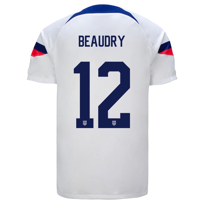Niño Camiseta Estados Unidos Adam Beaudry #12 Blanco 1ª Equipación 22-24 La Camisa