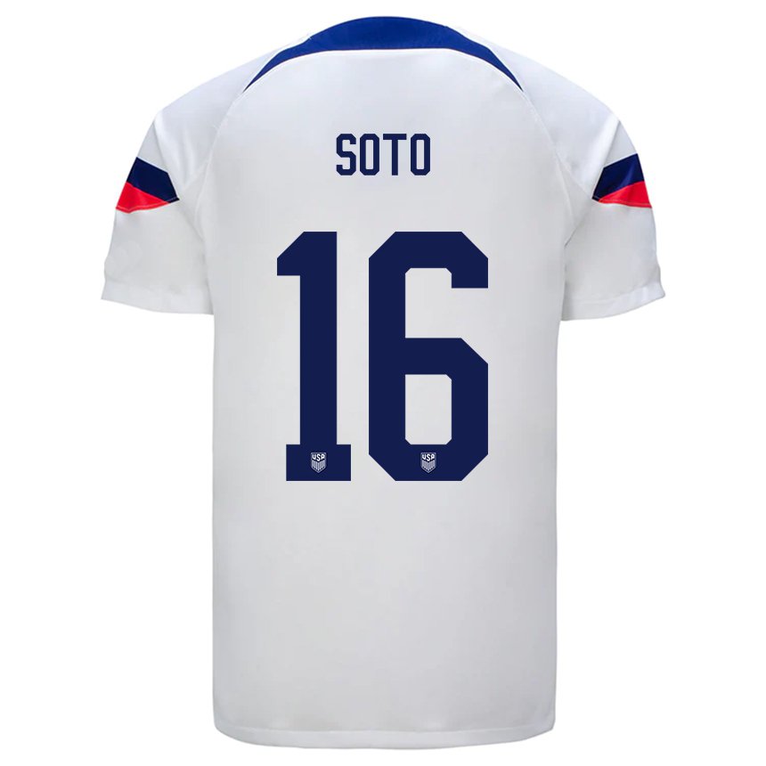 Niño Camiseta Estados Unidos Ezekiel Soto #16 Blanco 1ª Equipación 22-24 La Camisa