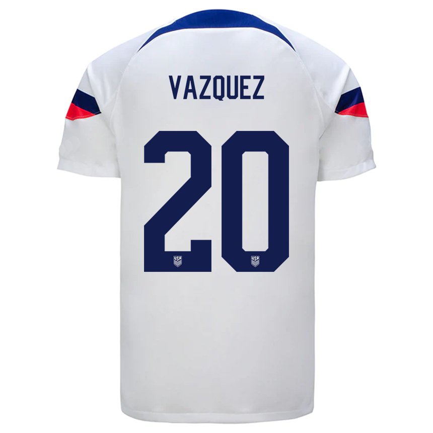 Niño Camiseta Estados Unidos David Vazquez #20 Blanco 1ª Equipación 22-24 La Camisa