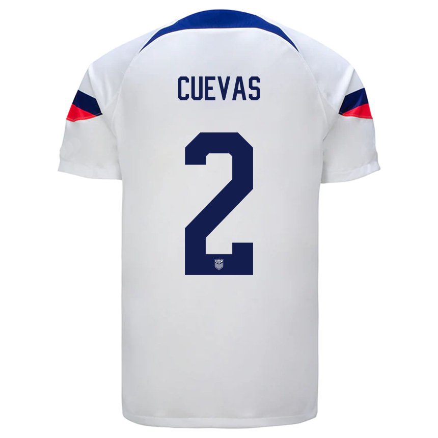 Niño Camiseta Estados Unidos Mauricio Cuevas #2 Blanco 1ª Equipación 22-24 La Camisa