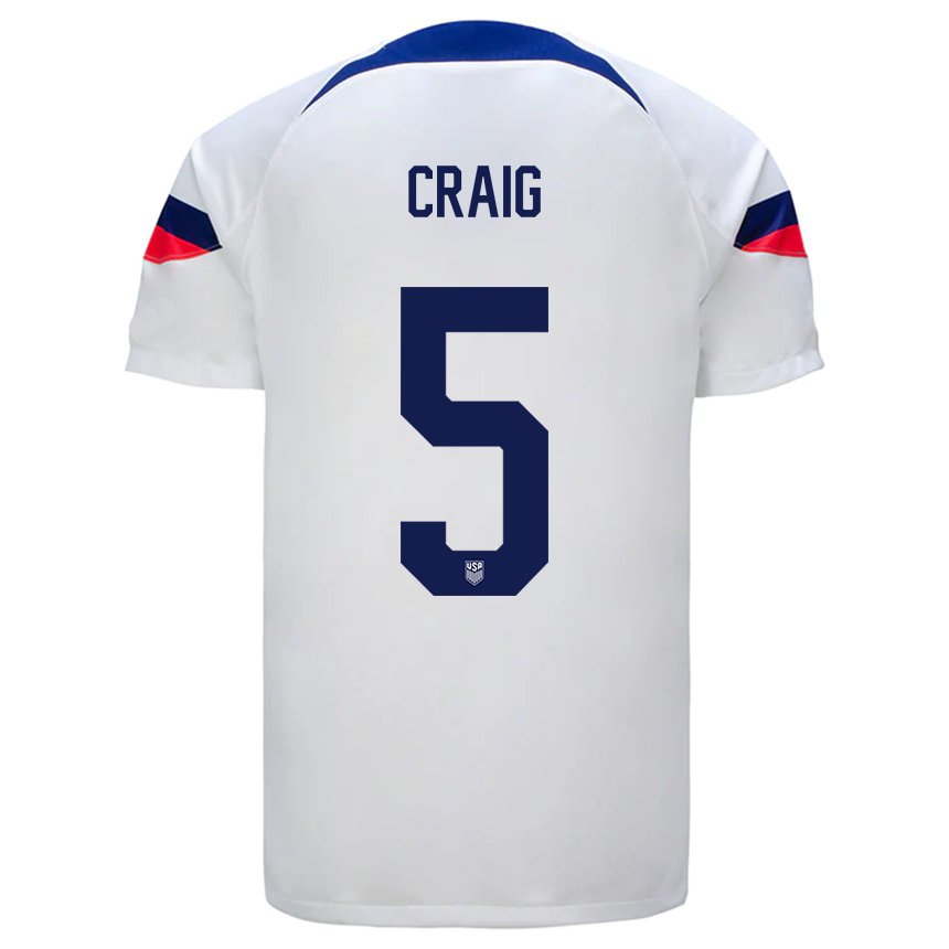 Niño Camiseta Estados Unidos Brandan Craig #5 Blanco 1ª Equipación 22-24 La Camisa