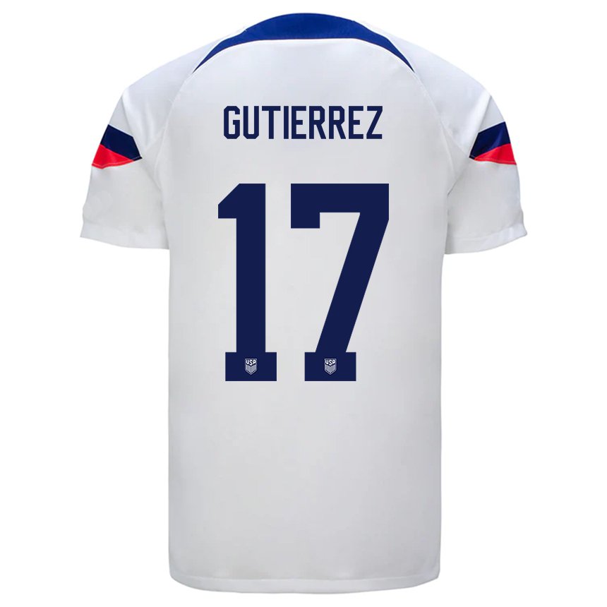 Niño Camiseta Estados Unidos Brian Gutierrez #17 Blanco 1ª Equipación 22-24 La Camisa