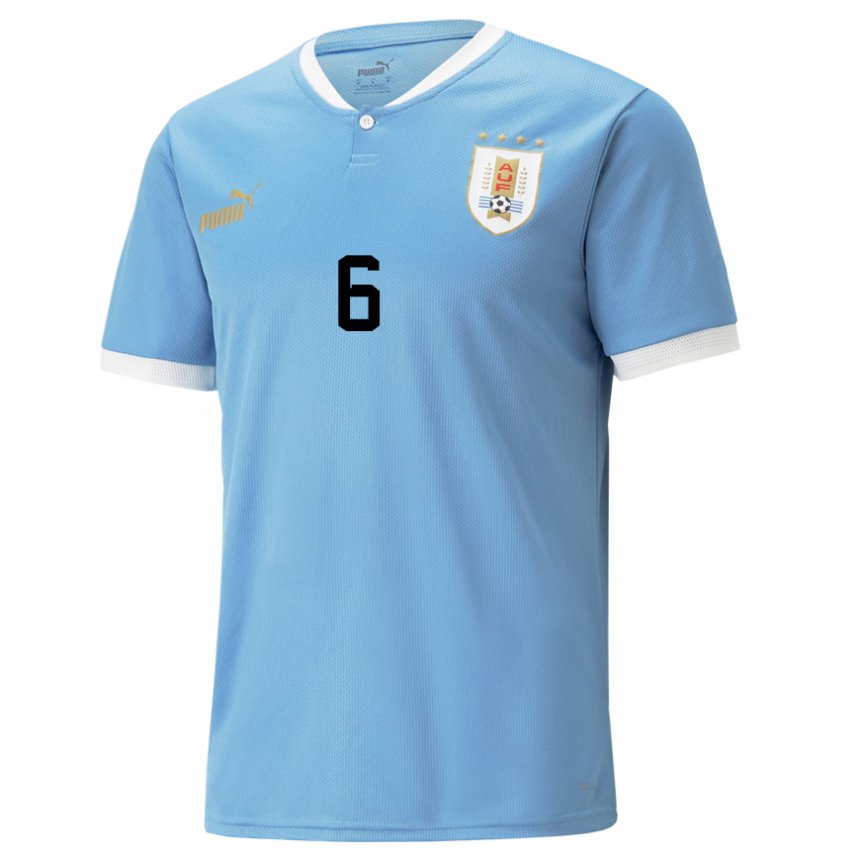 Niño Camiseta Uruguay Mathias De Ritis #6 Azul 1ª Equipación 22-24 La Camisa
