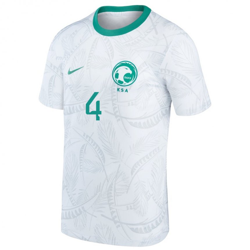 Niño Camiseta Arabia Saudita Ahmed Aljulaydan #4 Blanco 1ª Equipación 22-24 La Camisa