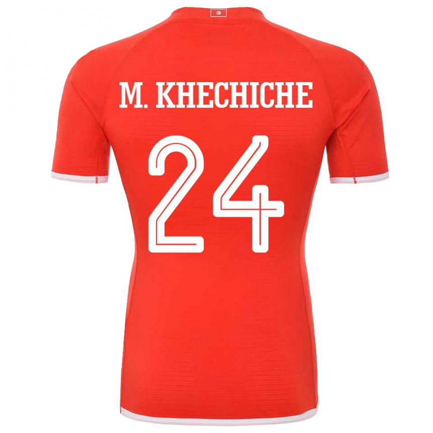 Niño Camiseta Túnez Mohamed Amine Khechiche #24 Rojo 1ª Equipación 22-24 La Camisa
