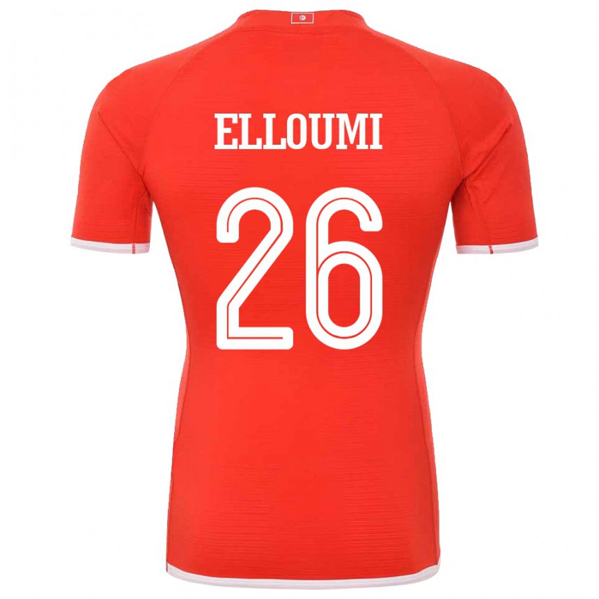 Niño Camiseta Túnez Khalil Elloumi #26 Rojo 1ª Equipación 22-24 La Camisa