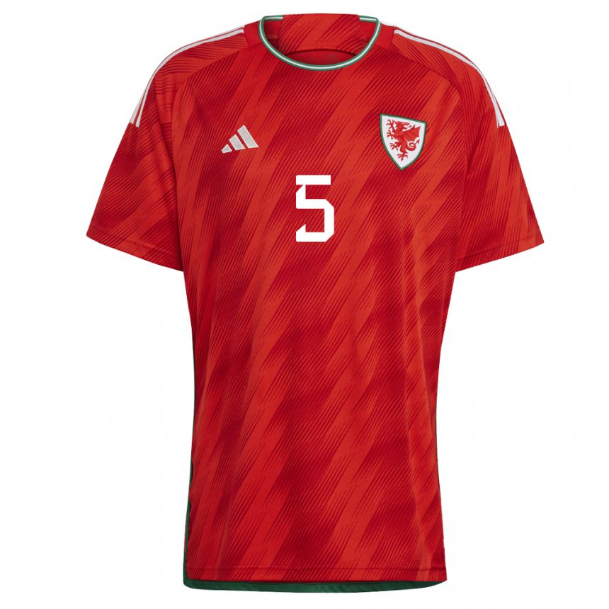 Niño Camiseta Gales Rhiannon Roberts #5 Rojo 1ª Equipación 22-24 La Camisa