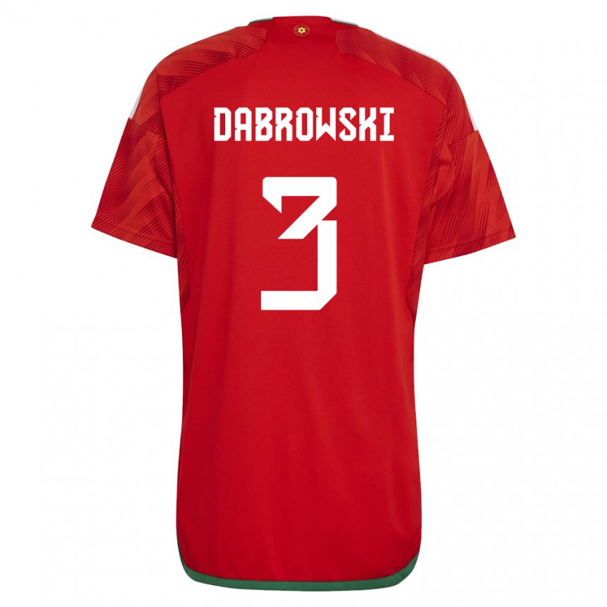 Niño Camiseta Gales Sebastian Dabrowski #3 Rojo 1ª Equipación 22-24 La Camisa