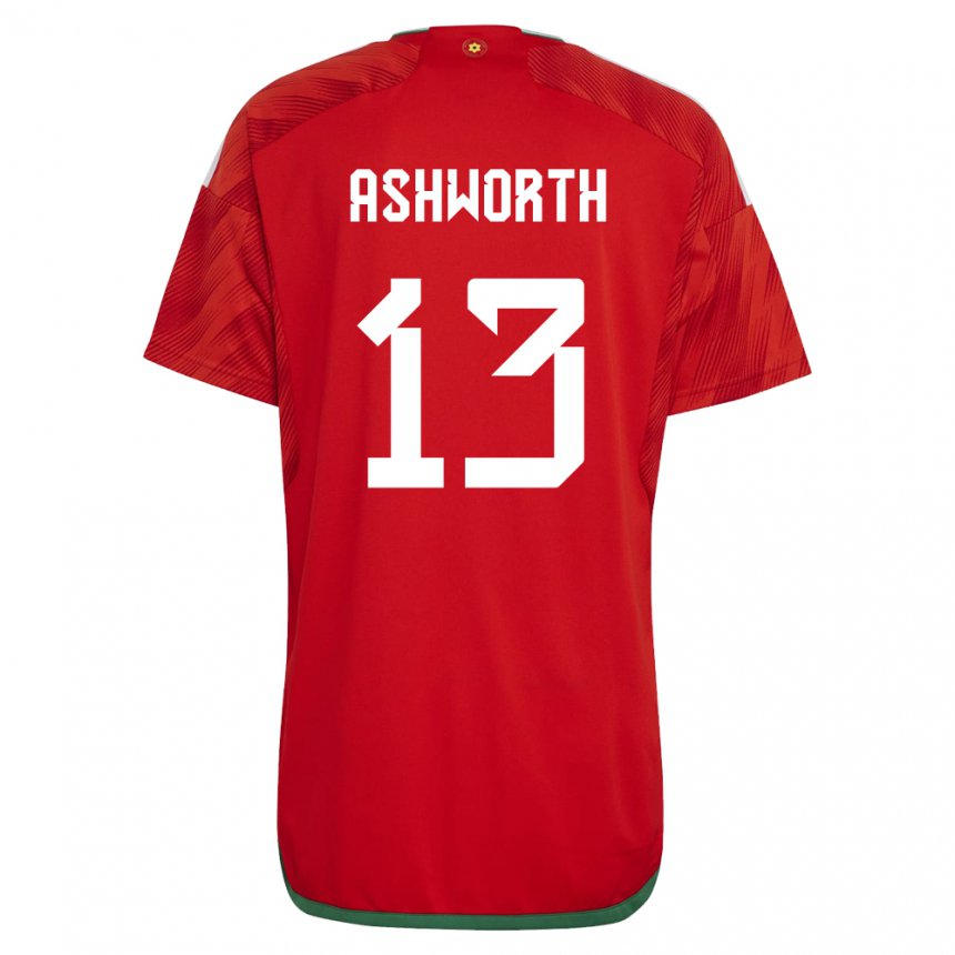 Niño Camiseta Gales Fin Ashworth #13 Rojo 1ª Equipación 22-24 La Camisa