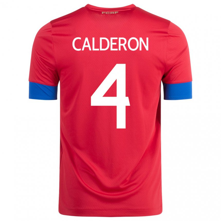 Niño Camiseta Costa Rica Brandon Calderon #4 Rojo 1ª Equipación 22-24 La Camisa