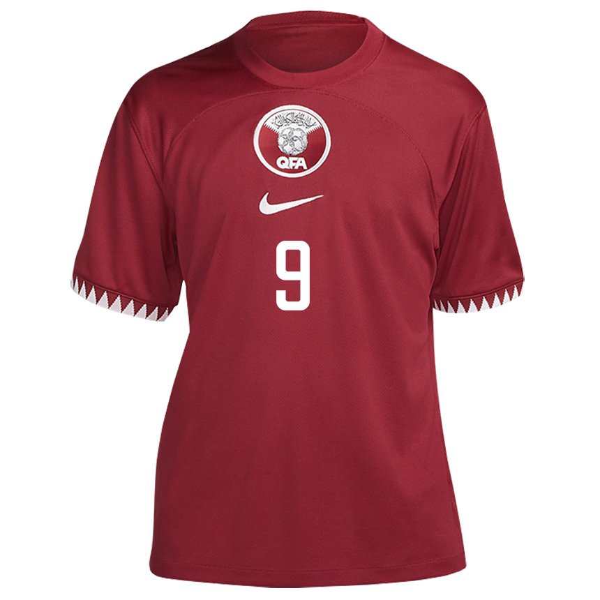 Niño Camiseta Catar Kholoud Al Jassim #9 Granate 1ª Equipación 22-24 La Camisa