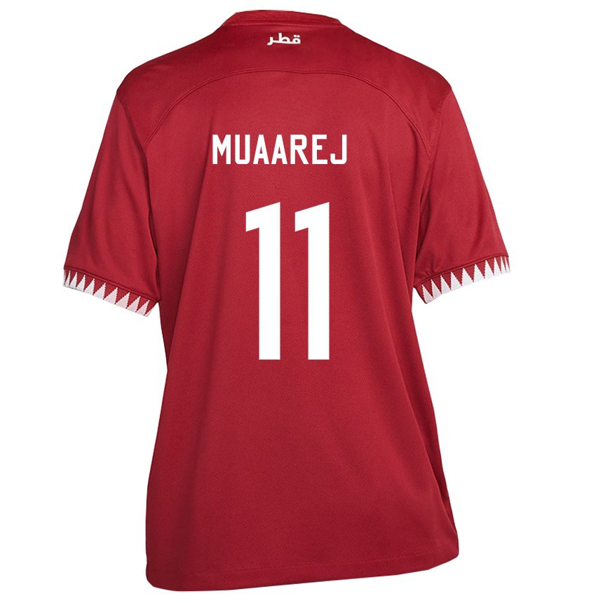 Niño Camiseta Catar Mooza Muaarej #11 Granate 1ª Equipación 22-24 La Camisa