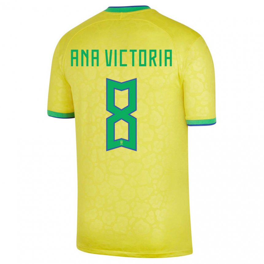 Niño Camiseta Brasil Ana Victoria #8 Amarillo 1ª Equipación 22-24 La Camisa