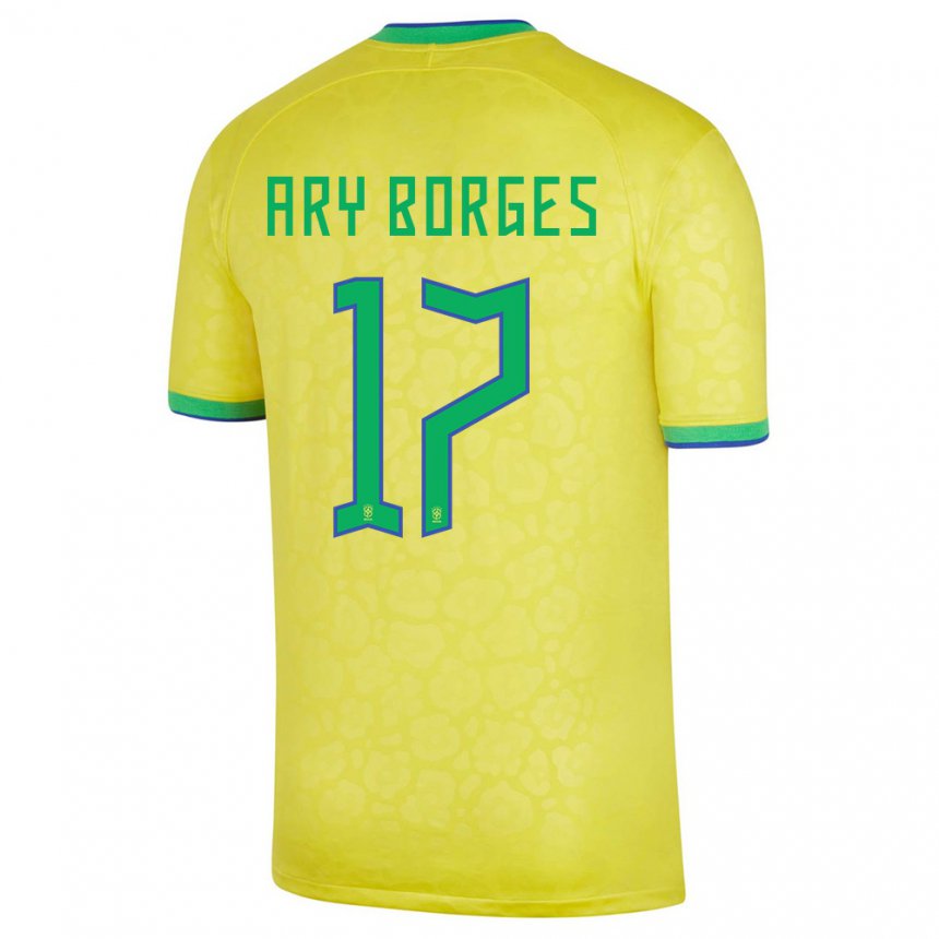 Niño Camiseta Brasil Ary Borges #17 Amarillo 1ª Equipación 22-24 La Camisa
