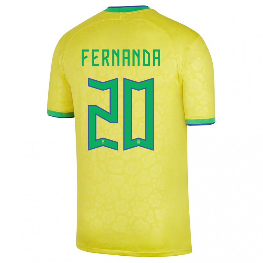 Niño Camiseta Brasil Fernanda Palermo #20 Amarillo 1ª Equipación 22-24 La Camisa