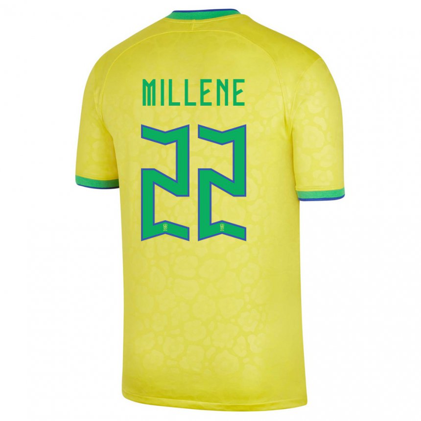 Niño Camiseta Brasil Millene #22 Amarillo 1ª Equipación 22-24 La Camisa