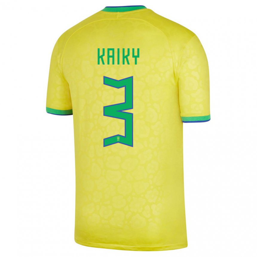 Niño Camiseta Brasil Kaiky #3 Amarillo 1ª Equipación 22-24 La Camisa