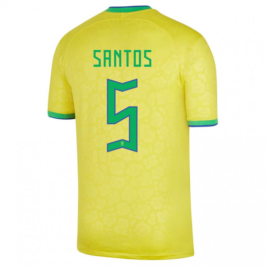 Niño Camiseta Brasil Andrey Santos #5 Amarillo 1ª Equipación 22-24 La Camisa