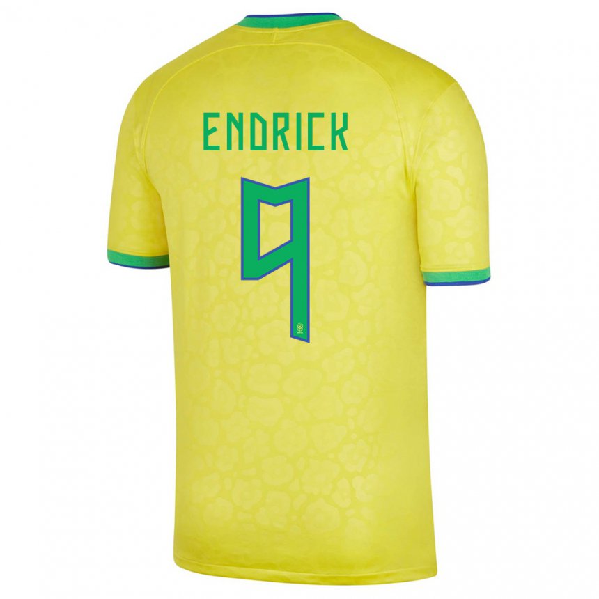 Niño Camiseta Brasil Endrick #9 Amarillo 1ª Equipación 22-24 La Camisa