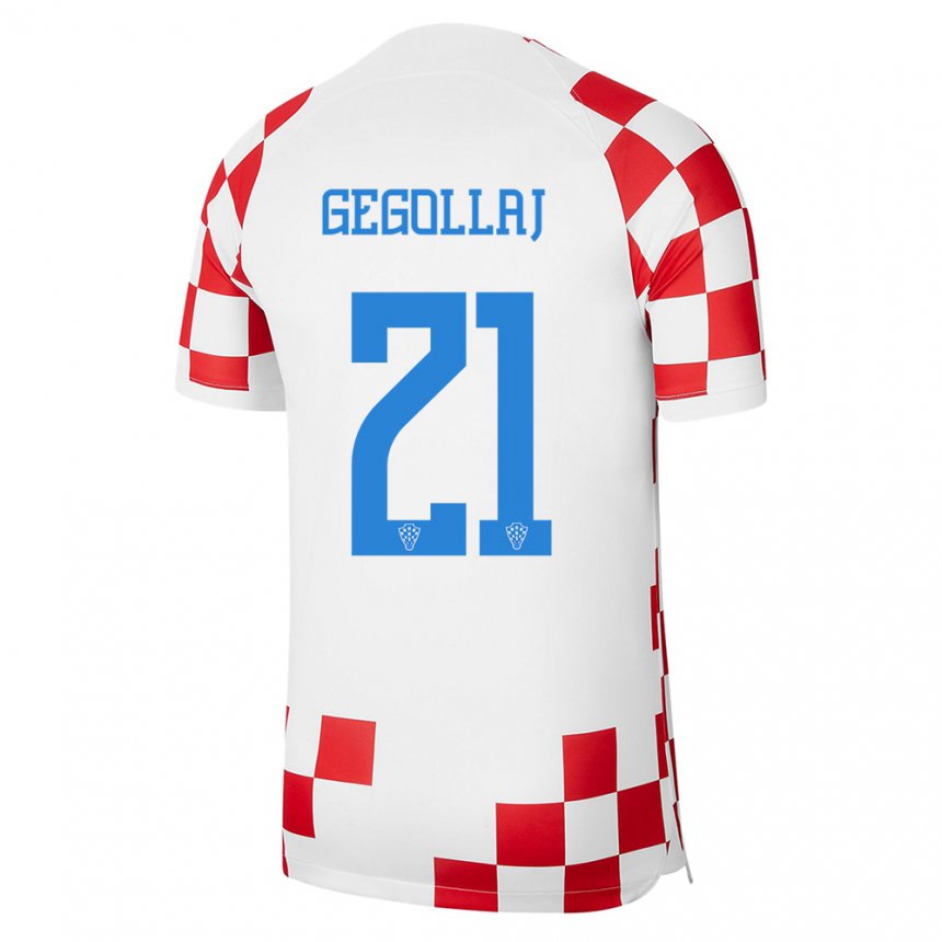 Niño Camiseta Croacia Fatjesa Gegollaj #21 Rojo Blanco 1ª Equipación 22-24 La Camisa