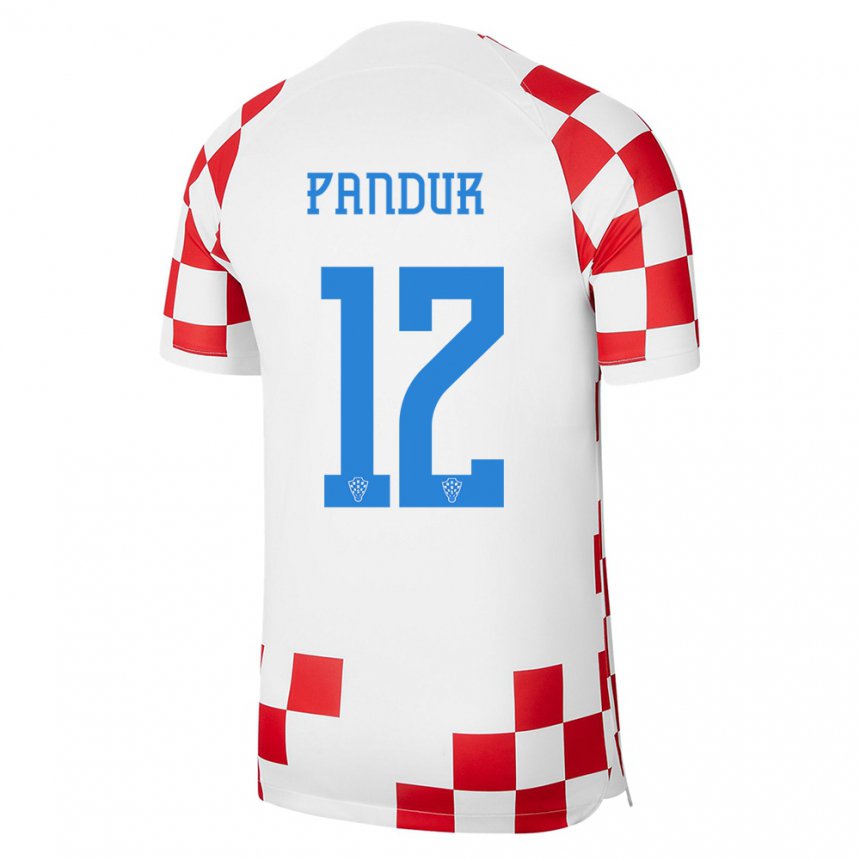 Niño Camiseta Croacia Ivor Pandur #12 Rojo Blanco 1ª Equipación 22-24 La Camisa