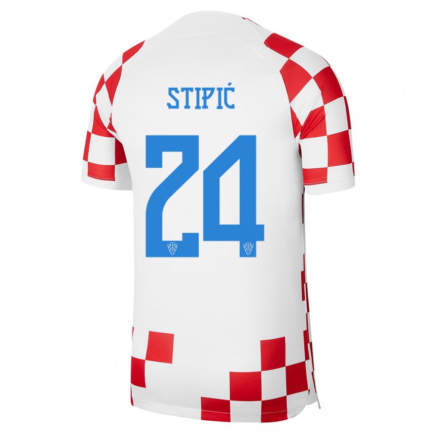 Niño Camiseta Croacia Mihael Stipic #24 Rojo Blanco 1ª Equipación 22-24 La Camisa