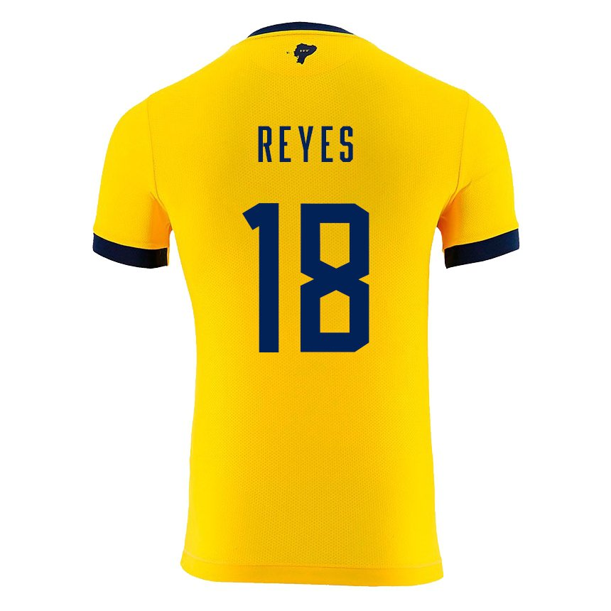 Niño Camiseta Ecuador Ashley Reyes #18 Amarillo 1ª Equipación 22-24 La Camisa
