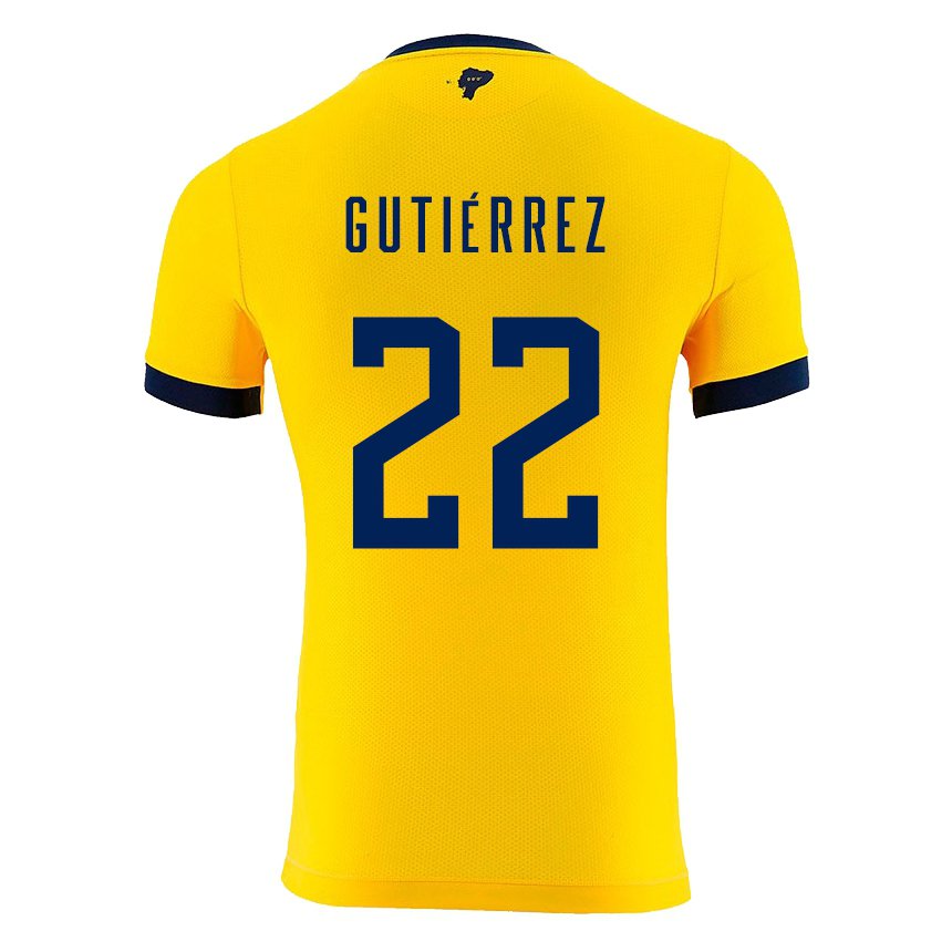 Niño Camiseta Ecuador Melanie Gutierrez #22 Amarillo 1ª Equipación 22-24 La Camisa
