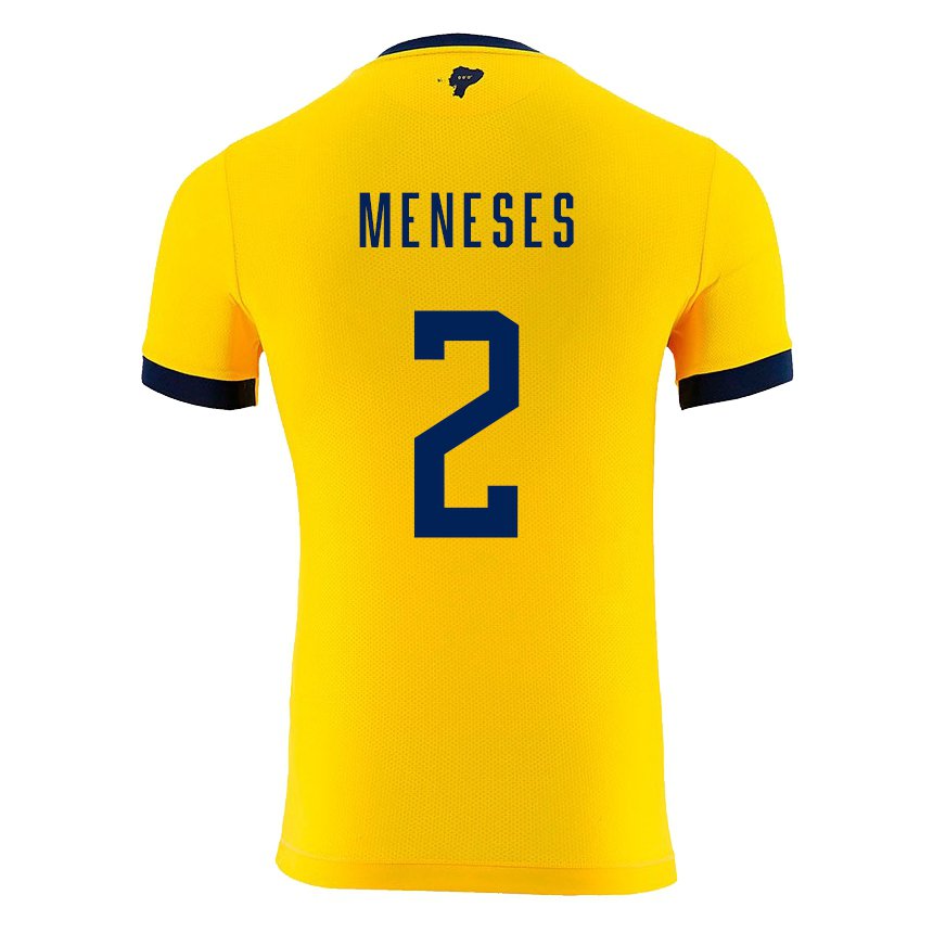 Niño Camiseta Ecuador Randy Meneses #2 Amarillo 1ª Equipación 22-24 La Camisa