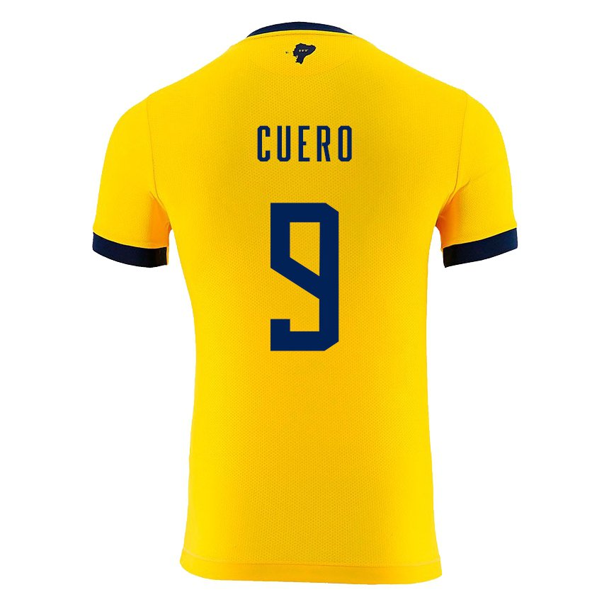 Niño Camiseta Ecuador Justin Cuero #9 Amarillo 1ª Equipación 22-24 La Camisa