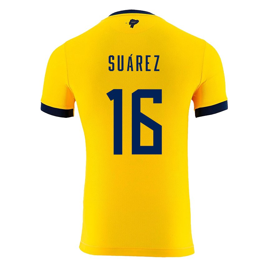 Niño Camiseta Ecuador Ariel Suarez #16 Amarillo 1ª Equipación 22-24 La Camisa