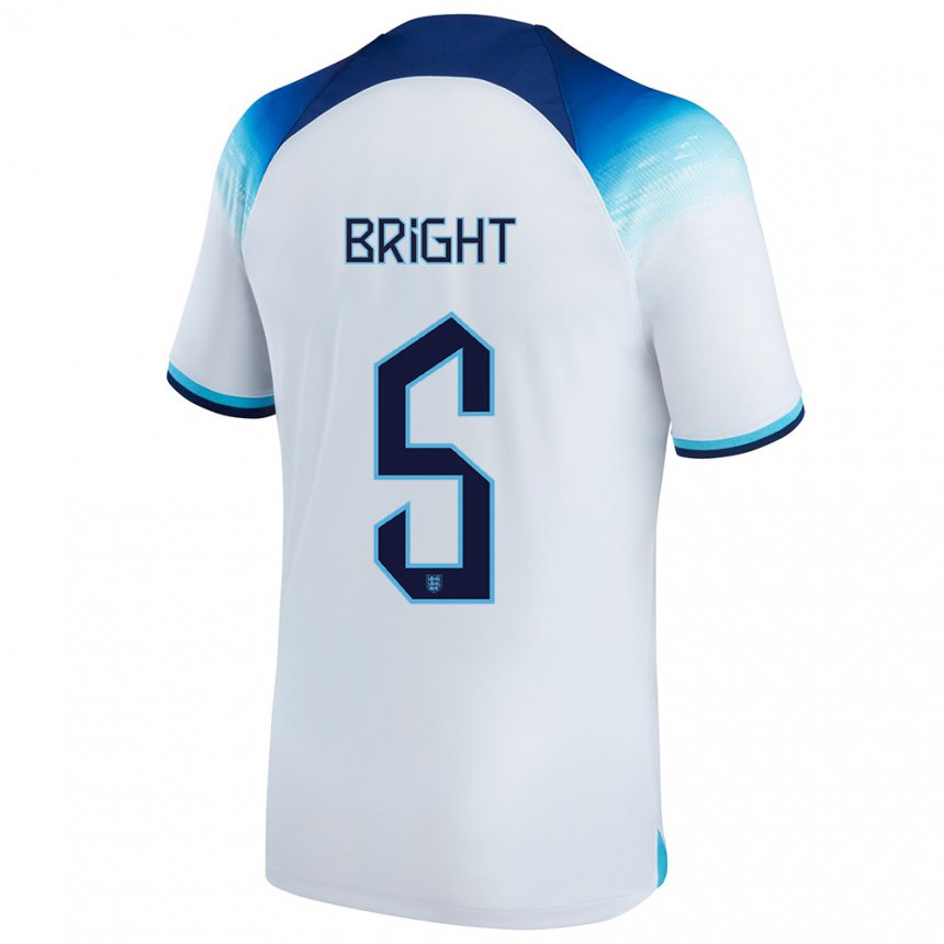 Niño Camiseta Inglaterra Millie Bright #5 Blanco Azul 1ª Equipación 22-24 La Camisa