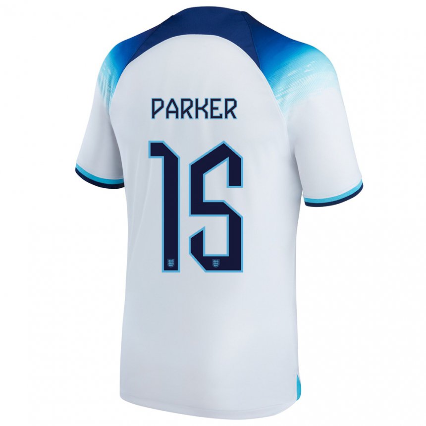 Niño Camiseta Inglaterra Lucy Parker #15 Blanco Azul 1ª Equipación 22-24 La Camisa