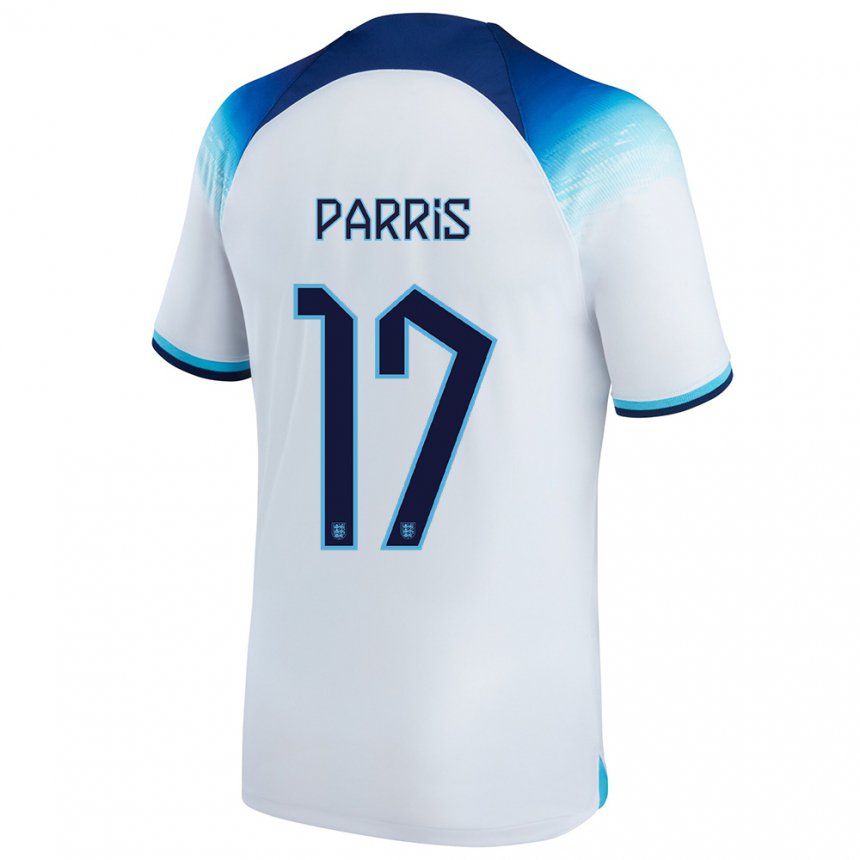 Niño Camiseta Inglaterra Nikita Parris #17 Blanco Azul 1ª Equipación 22-24 La Camisa