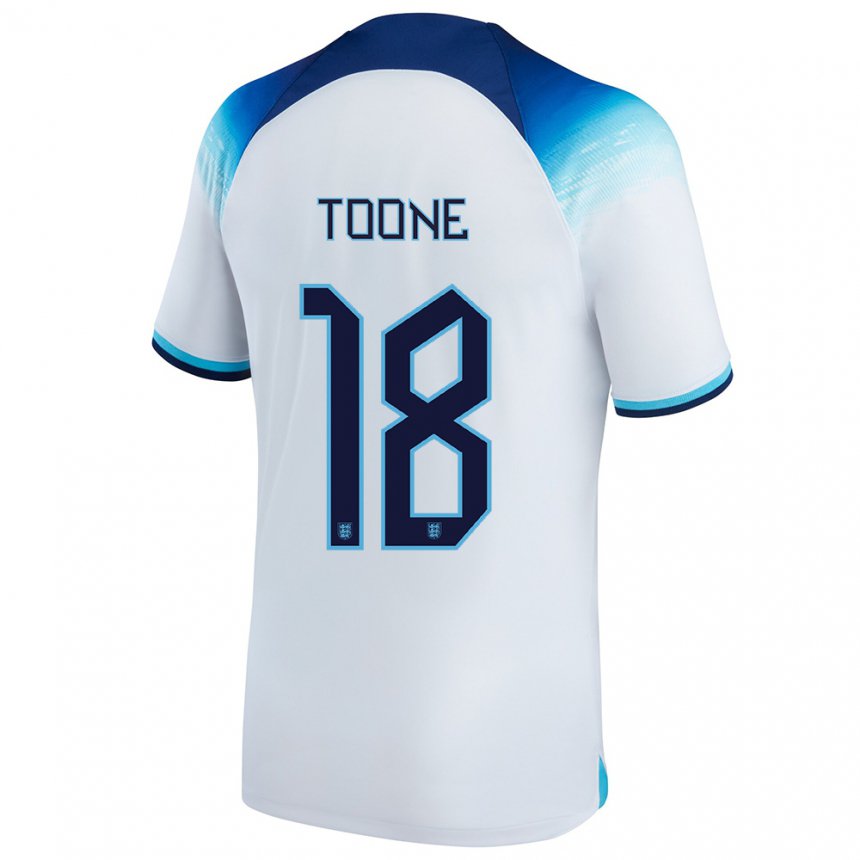 Niño Camiseta Inglaterra Ella Toone #18 Blanco Azul 1ª Equipación 22-24 La Camisa