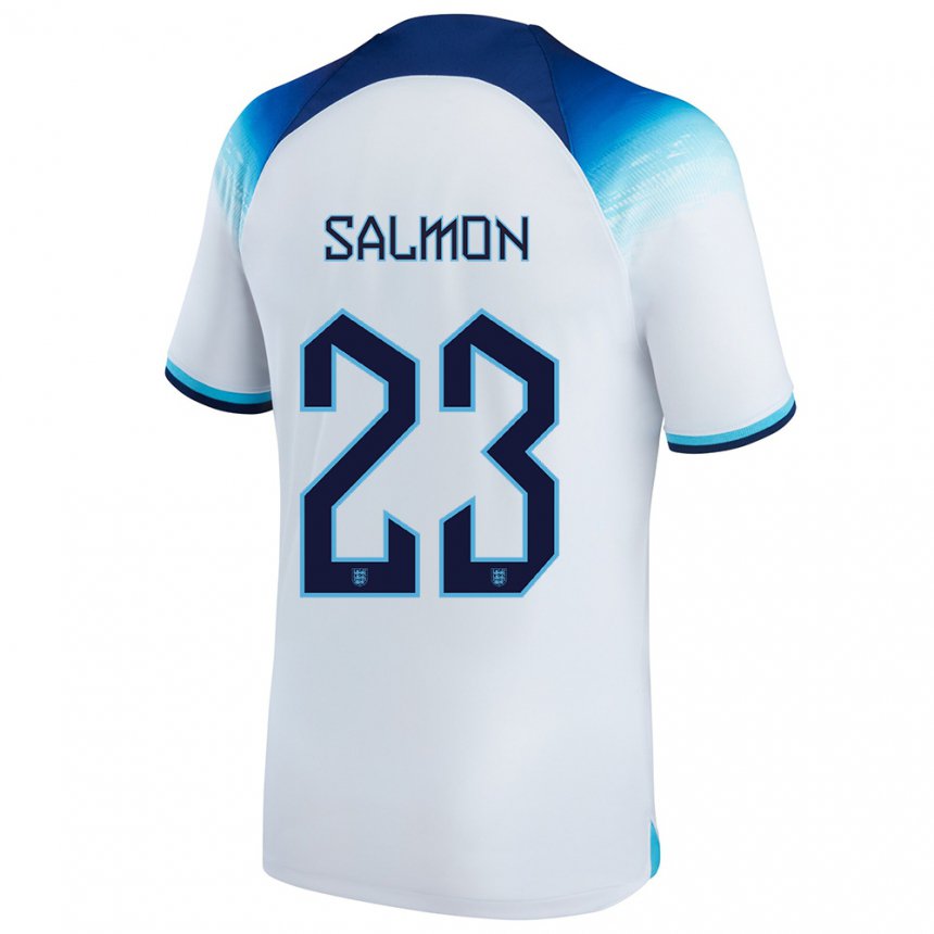 Niño Camiseta Inglaterra Ebony Salmon #23 Blanco Azul 1ª Equipación 22-24 La Camisa