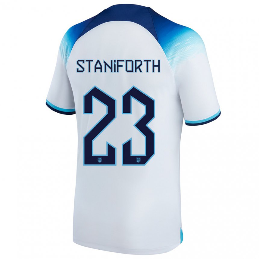 Niño Camiseta Inglaterra Lucy Staniforth #23 Blanco Azul 1ª Equipación 22-24 La Camisa